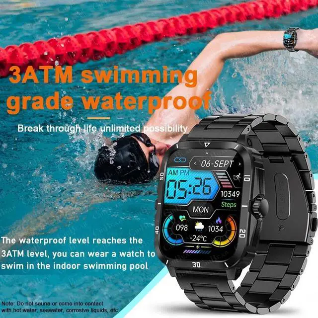 Alt view image 6 of 6 - 3ATM Waterproof Swimming Smart Watch Men 430 mAh Battery Ultra Long Standby 1.96 inch Bluetooth Call SmartWatch For Android IOS