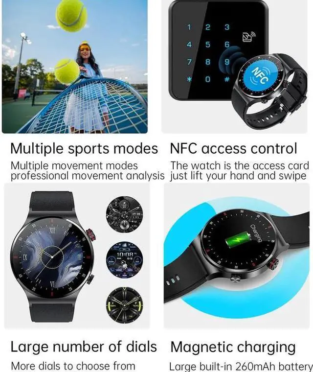 Alt view image 2 of 6 - GPS ECG+PPG Bluetooth Call Smart Watch Men 2024 Sports Bracelet NFC Waterproof Custom Watch Face Men SmartWatch For IOS Android