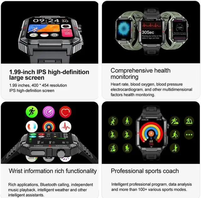 Alt view image 2 of 6 - 123 Outdoor Sports Mode Bluetooth Call Smart Watch 1.99"450*454 HD Screen Watch Voice Assistant Waterproof Men's Smartwatch