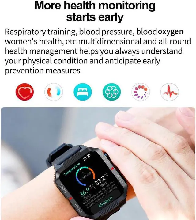 Alt view image 5 of 6 - 123 Outdoor Sports Mode Bluetooth Call Smart Watch 1.99"450*454 HD Screen Watch Voice Assistant Waterproof Men's Smartwatch