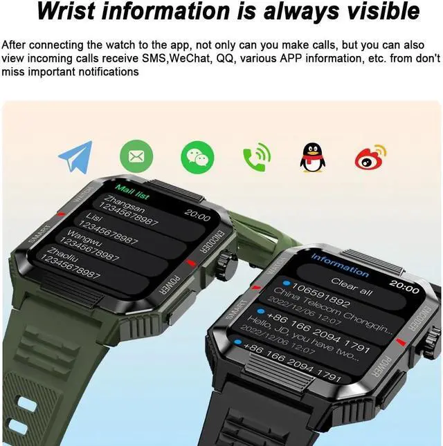 Alt view image 4 of 6 - 123 Outdoor Sports Mode Bluetooth Call Smart Watch 1.99"450*454 HD Screen Watch Voice Assistant Waterproof Men's Smartwatch