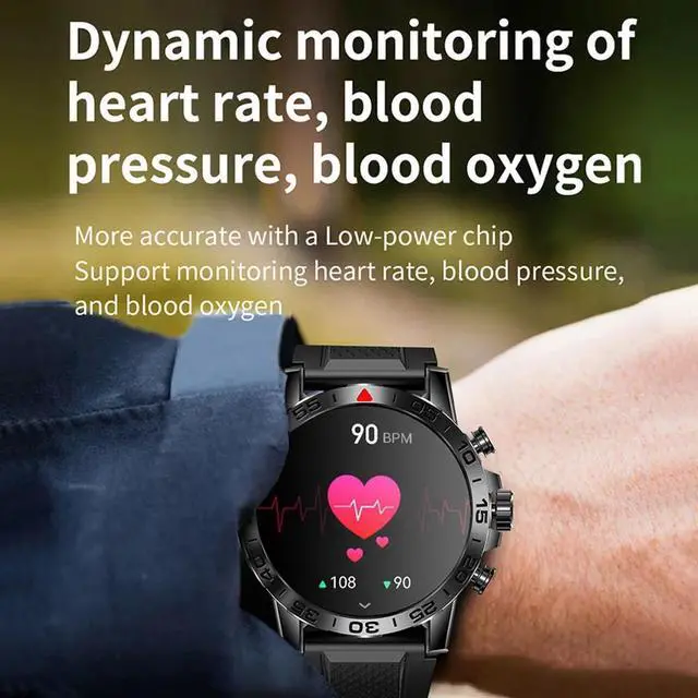 Alt view image 3 of 6 - Men's Outdoor Military Sports Fitness Bluetooth Call Smartwatch IP67 Waterproof Voice Assistant Health Monitoring Smart Watch