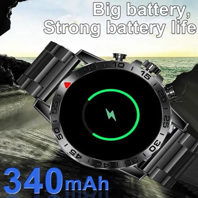 Alt view image 2 of 6 - Men's Outdoor Military Sports Fitness Bluetooth Call Smartwatch IP67 Waterproof Voice Assistant Health Monitoring Smart Watch