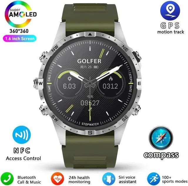 Main image of Business Smart Watch Men Compass 1.6"HD Screen Titanium case NFC Smartwatch Man Bluetooth Call 100+Sports Modes Rugged Watch+