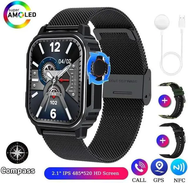 Main image of Military Outdoor Smart Watch Men Women AMOLED Screen Compass Siri Voice NFC GPS Sports Track Bluetooth Call Smartwatch