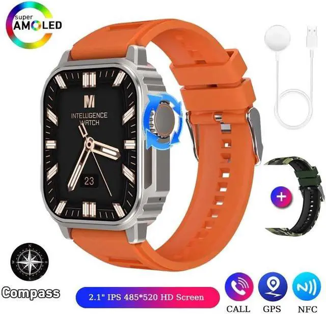 Main image of Military Outdoor Smart Watch Men Women AMOLED Screen Compass Siri Voice NFC GPS Sports Track Bluetooth Call Smartwatch