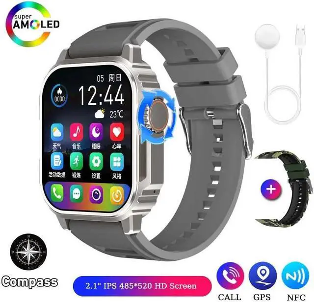 Main image of Military Outdoor Smart Watch Men Women AMOLED Screen Compass Siri Voice NFC GPS Sports Track Bluetooth Call Smartwatch