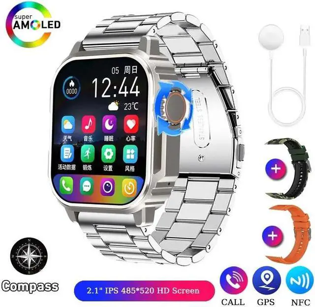 Main image of Military Outdoor Smart Watch Men Women AMOLED Screen Compass Siri Voice NFC GPS Sports Track Bluetooth Call Smartwatch