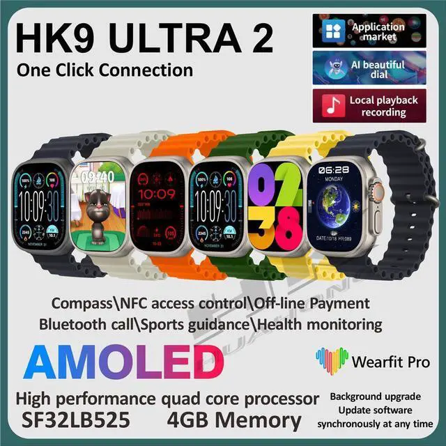 Alt view image 2 of 5 - Hk9 Ultra2 Bluetooth Call Amoled Screen 4G Memory S9 Ultra2