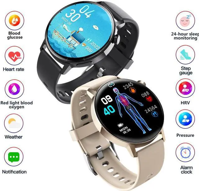 Alt view image 5 of 7 - F67s Smart Watch Third Generation Blood Glucose Red Light True Blood Oxygen Pressure Test Body Temperature Hrv Call Sports Bracelet
