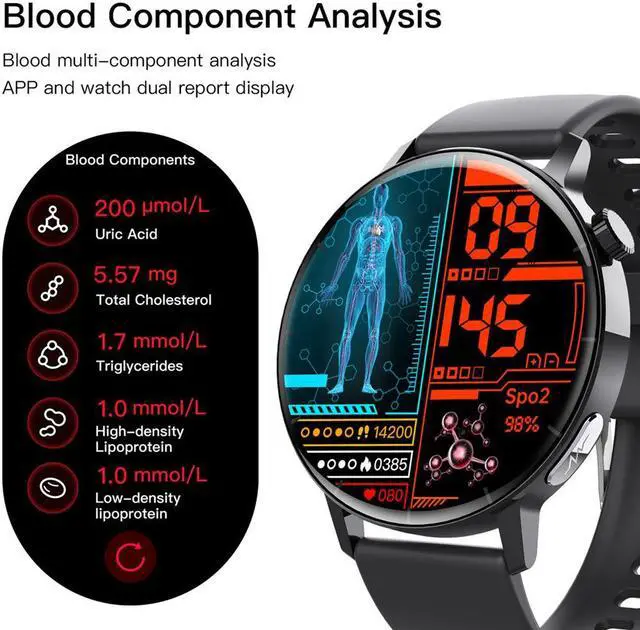 Alt view image 2 of 5 - F67pro Non-Invasive Blood Glucose Smart Watch Ecg Measurement Heart Rate Blood Pressure Uric Acid Monitoring Sports Bracelet