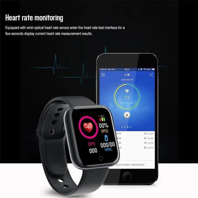 Alt view image 4 of 5 - Y68 Smart Bracelet D20s Macaron Bluetooth Heart Rate Sport Step Counting Information Reminder Smart Bracelet