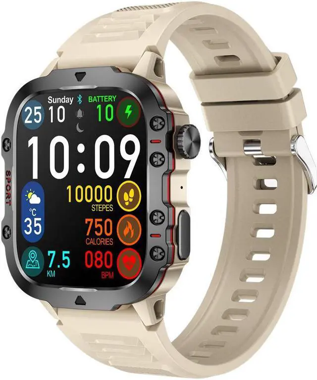 Alt view image 2 of 5 - Qx11 Smart Watch Outdoor Bluetooth Call Three Anti-Heart Rate Body Temperature Encoder Men's Watch