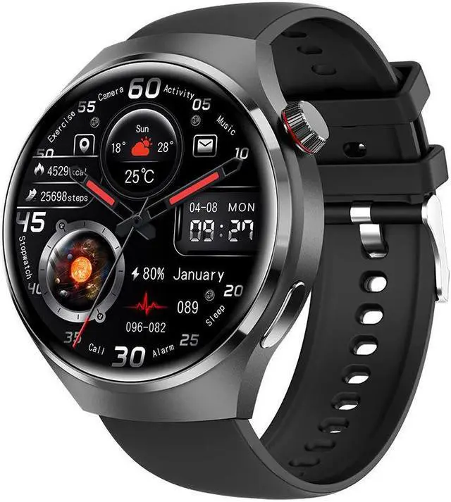 Alt view image 2 of 5 - Gt4pro Round Screen Smart Watch Bluetooth Call Heart Rate Blood Pressure Waterproof Sports Men's Blood Sugar Watch