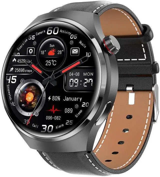 Alt view image 3 of 5 - Gt4pro Round Screen Smart Watch Bluetooth Call Heart Rate Blood Pressure Waterproof Sports Men's Blood Sugar Watch