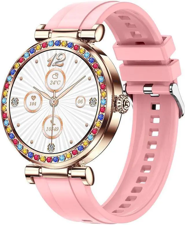 Alt view image 5 of 5 - Cf30 Round Smart Watch Bluetooth Call Women's Physiological Heart Rate Blood Pressure Health Bracelet