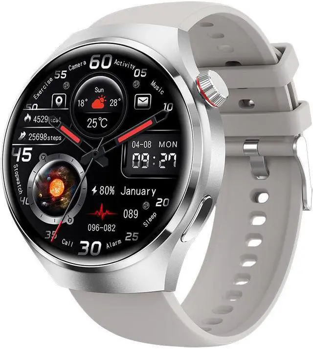 Alt view image 2 of 5 - Gt4pro Round Screen Smart Watch Bluetooth Call Heart Rate Detection Blood Pressure Waterproof Sports Men's Watch