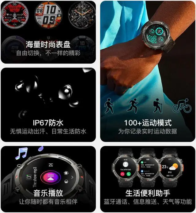 Alt view image 2 of 5 - S100 Smart Watch Sports Outdoor Health Monitoring Heart Rate Blood Pressure Monitor Step Call Men's Watch
