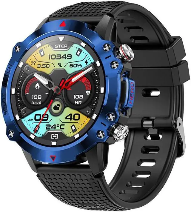 Alt view image 5 of 5 - Kr10 Smart Watch Blood Pressure Blood Oxygen Heart Rate Waterproof Pedometer Bluetooth Call Men's Photo Watch