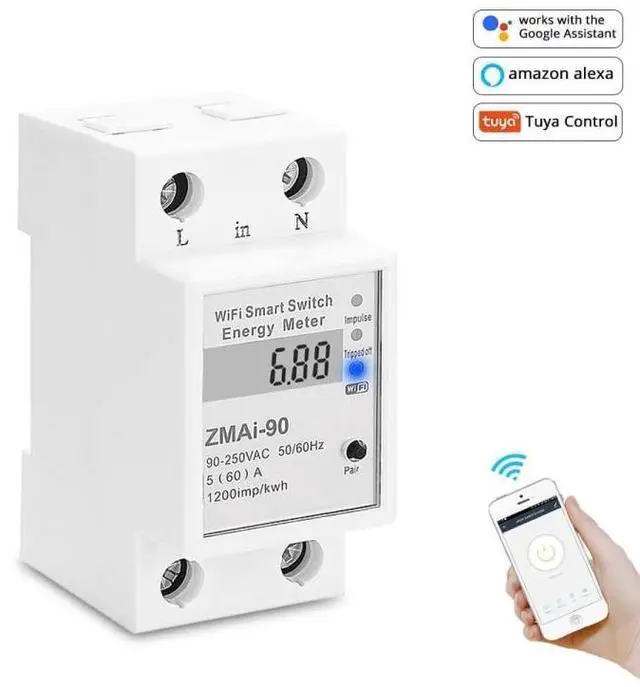 Main image of ZMAi-90 Wifi Smart Switch Energy Meter Support Tuya Smart Life APP Work With Alexa Google ZMAi-90