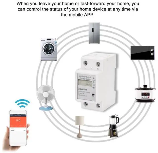 Alt view image 4 of 7 - ZMAi-90 Wifi Smart Switch Energy Meter Support Tuya Smart Life APP Work With Alexa Google ZMAi-90
