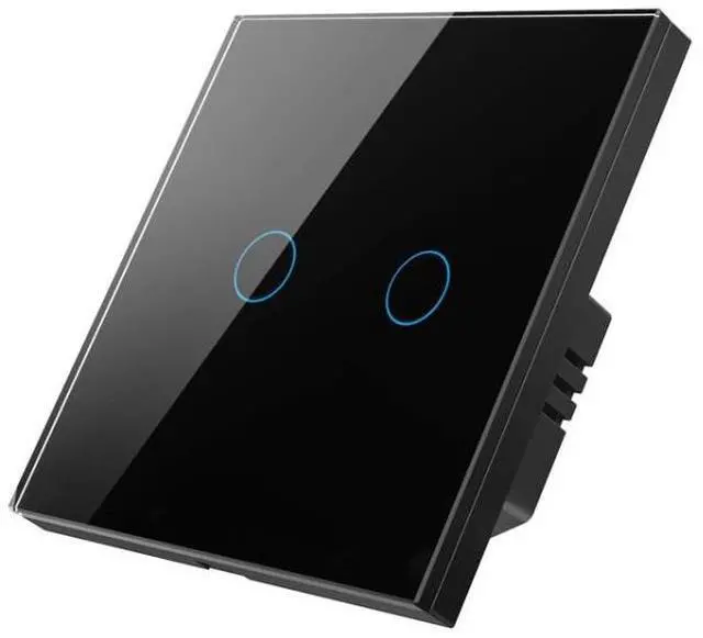Main image of Tuya ZigBee Zero Firewire Touch Wall Remote Control Switch Light Control Voice Switch EU Plug, Style: 2 Gang (Black) 2 Gang (Black)