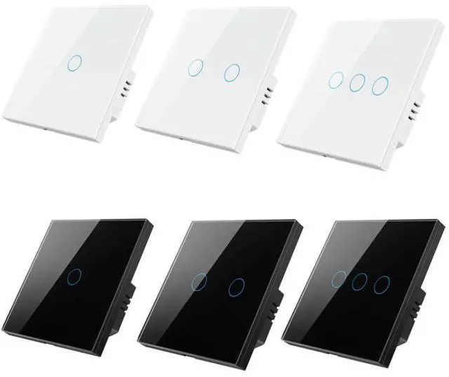 Alt view image 2 of 7 - Tuya ZigBee Zero Firewire Touch Wall Remote Control Switch Light Control Voice Switch EU Plug, Style: 2 Gang (Black) 2 Gang (Black)