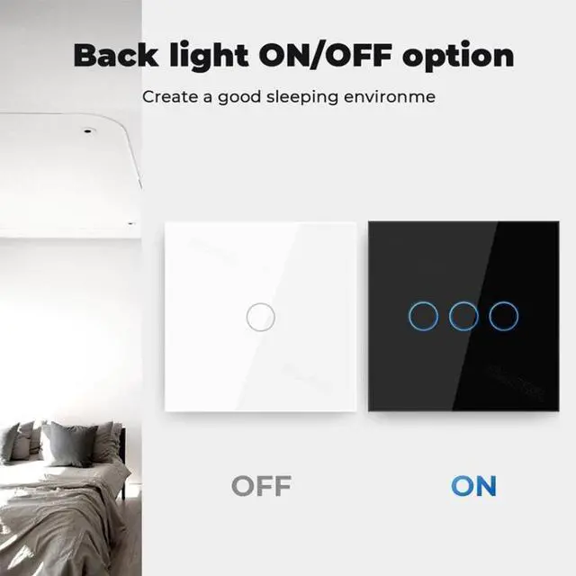 Alt view image 4 of 7 - Tuya ZigBee Zero Firewire Touch Wall Remote Control Switch Light Control Voice Switch EU Plug, Style: 2 Gang (Black) 2 Gang (Black)