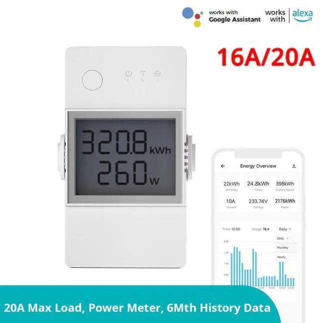 Alt view image 2 of 6 - Sonoff POW Elite Intelligent Electricity Statistics Current Power Metering Switch 16A 16A