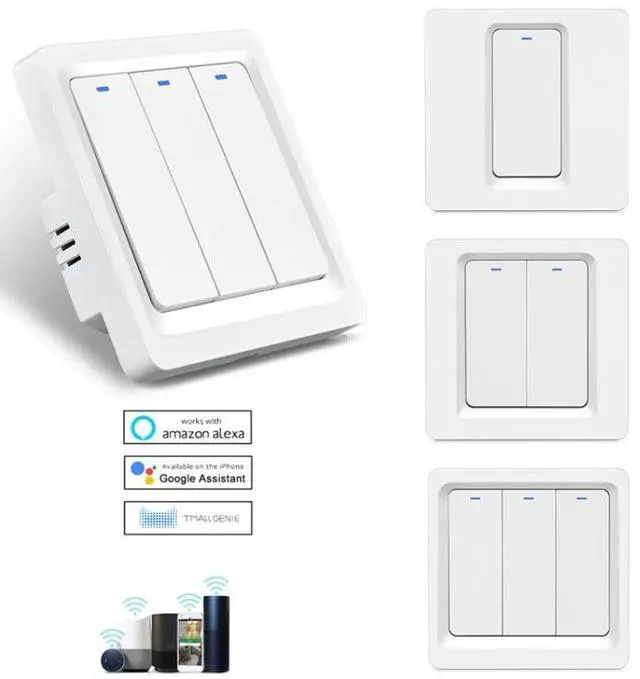 Alt view image 2 of 7 - Tuya ZigBee Smart Single-fire Zero-fire Sharing Switch Phone Control Voice Panel EU Plug, Spec: 1 Button 1 Button