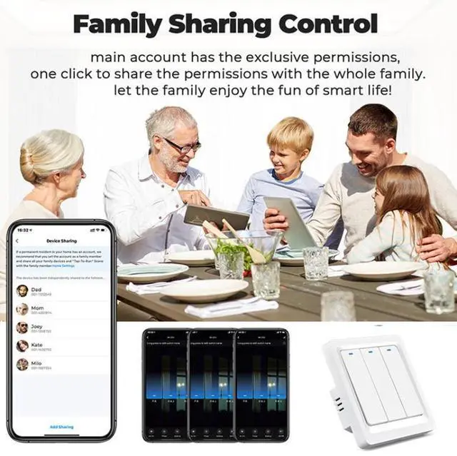 Alt view image 6 of 7 - Tuya ZigBee Smart Single-fire Zero-fire Sharing Switch Phone Control Voice Panel EU Plug, Spec: 1 Button 1 Button