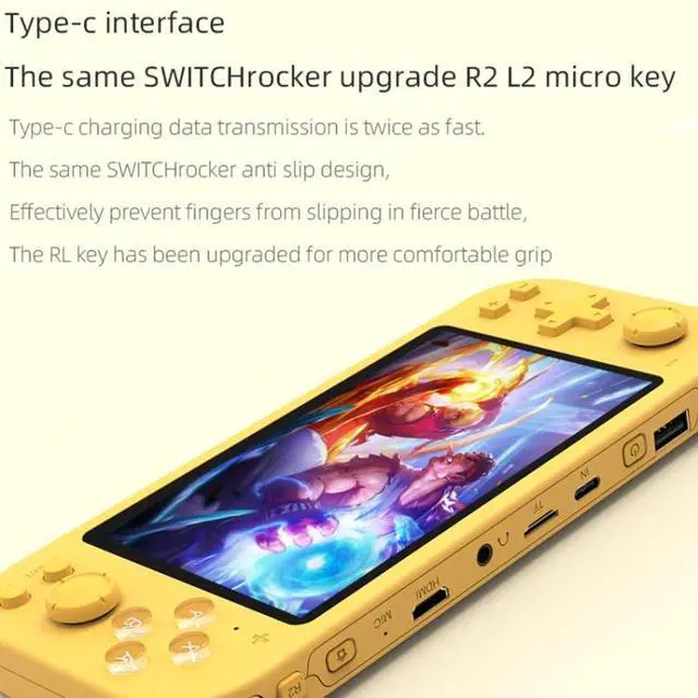 Alt view image 4 of 7 - RG3000 Handheld Game Console Support Double Handle Mini Game Console RG3000 Gray (Gray)