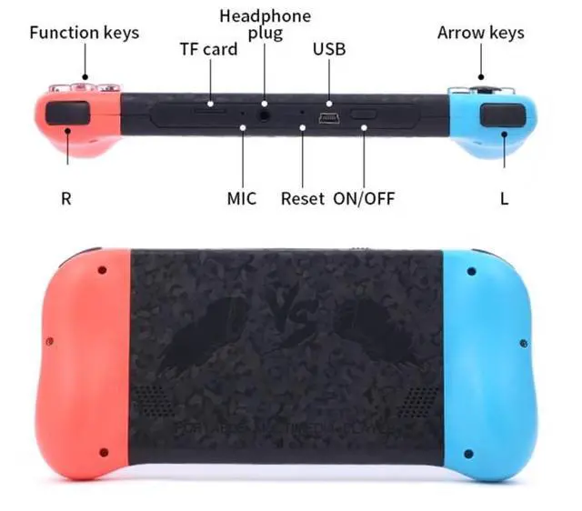 Alt view image 7 of 7 - X50 5.1 inch Screen Handheld Retro Game Console 8G Memory with 6000+ Games X50 / Black (Black)