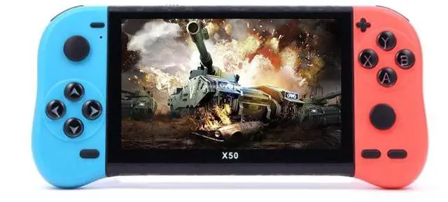 Main image of X50 5.1 inch Screen Handheld Retro Game Console 8G Memory with 6000+ Games X50 / Red+Blue (Red+Blue) Black
