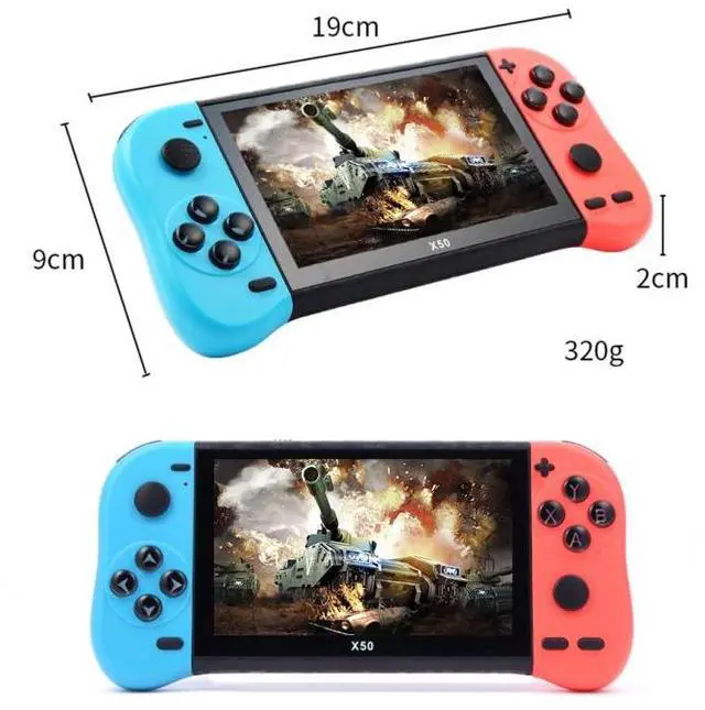 Alt view image 6 of 7 - X50 Max 5.1 inch Screen Handheld Game Console for Double Player with 6000+ Games X50 Max / Black (Black)