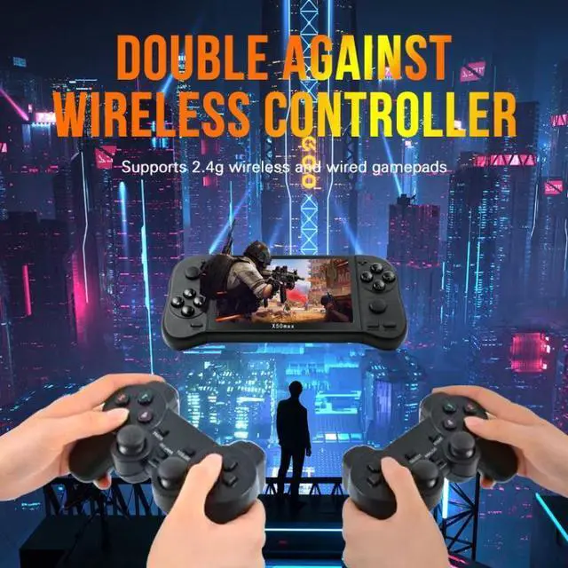 Alt view image 7 of 7 - X50 Max 5.1 inch Screen Handheld Game Console for Double Player with 6000+ Games X50 Max / Black (Black)