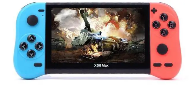 Main image of X50 Max 5.1 inch Screen Handheld Game Console for Double Player with 6000+ Games X50 Max / Red+Blue (Red+Blue) Black