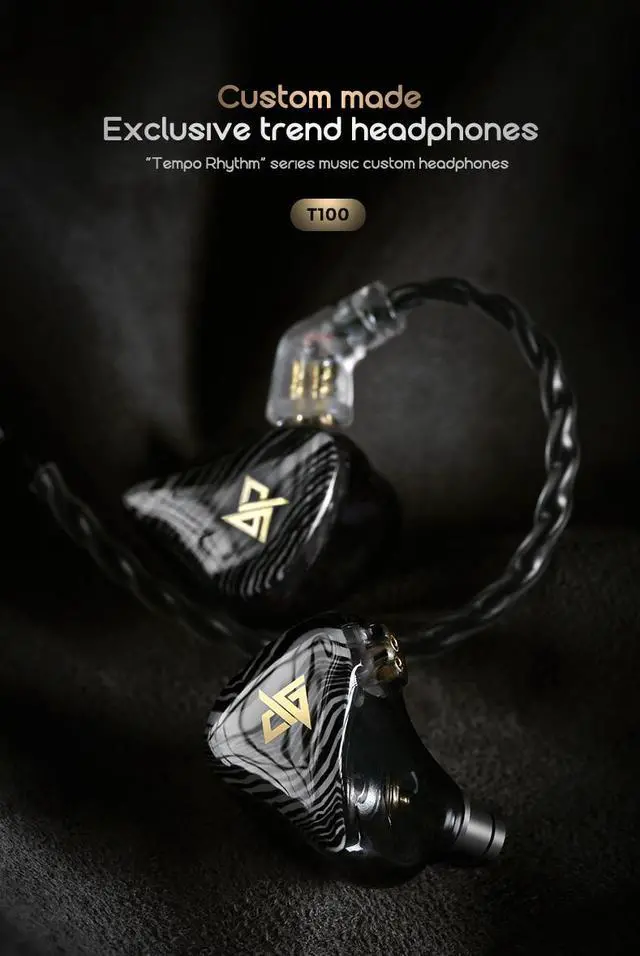 Alt view image 4 of 7 - T100 Earbuds HiFi Audio 8mm Dual Dynamic Driver In-ear Earphone Bass IEM 2Pin 0.78mm Detachable Cable Sports Headphones