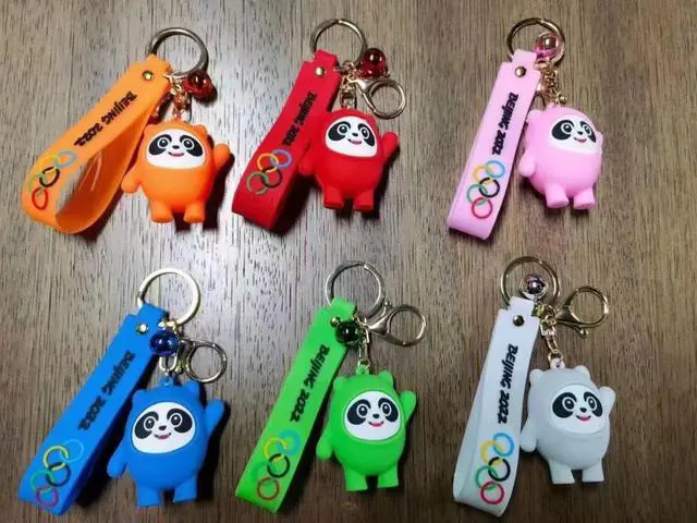 Alt view image 2 of 7 - 6Pcs - 6Color Bing Dwen Dwen Key Chain , 2022 Winter Olympics Mascot Keychain, Winter Olympics Games Gifts