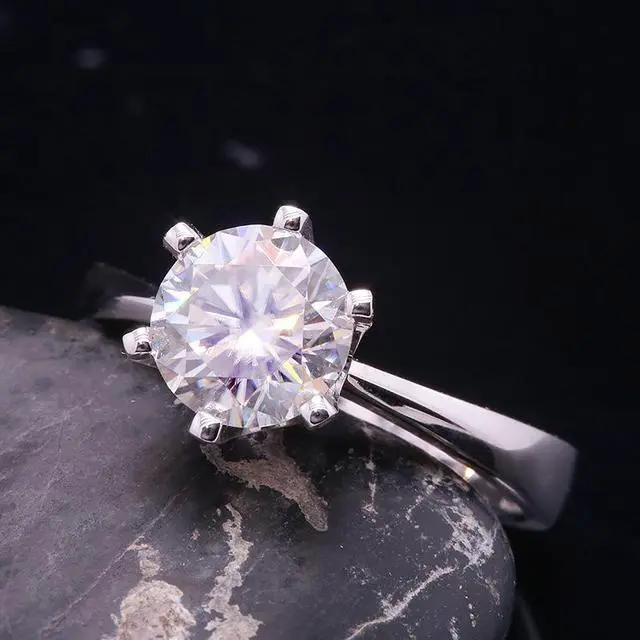 Alt view image 7 of 7 - Engagement Ring 18k Gold 1ct Moissanite D Color VVS1