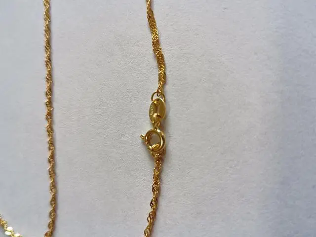 Alt view image 2 of 7 - 18K Real Gold Necklace Water Wave Chain 45CM 1.2G