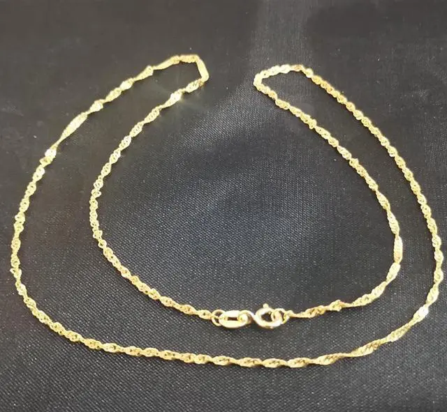 Alt view image 3 of 7 - 18K Real Gold Necklace Water Wave Chain 45CM 1.2G