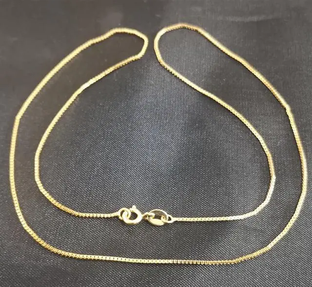 Alt view image 3 of 6 - 18k Real Gold Necklace Box Chain 45CM 1.6G