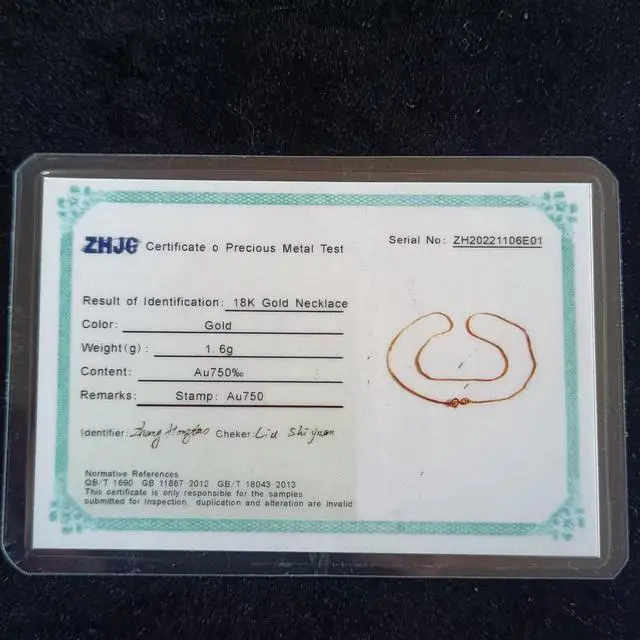 Alt view image 6 of 6 - 18k Real Gold Necklace Box Chain 45CM 1.6G