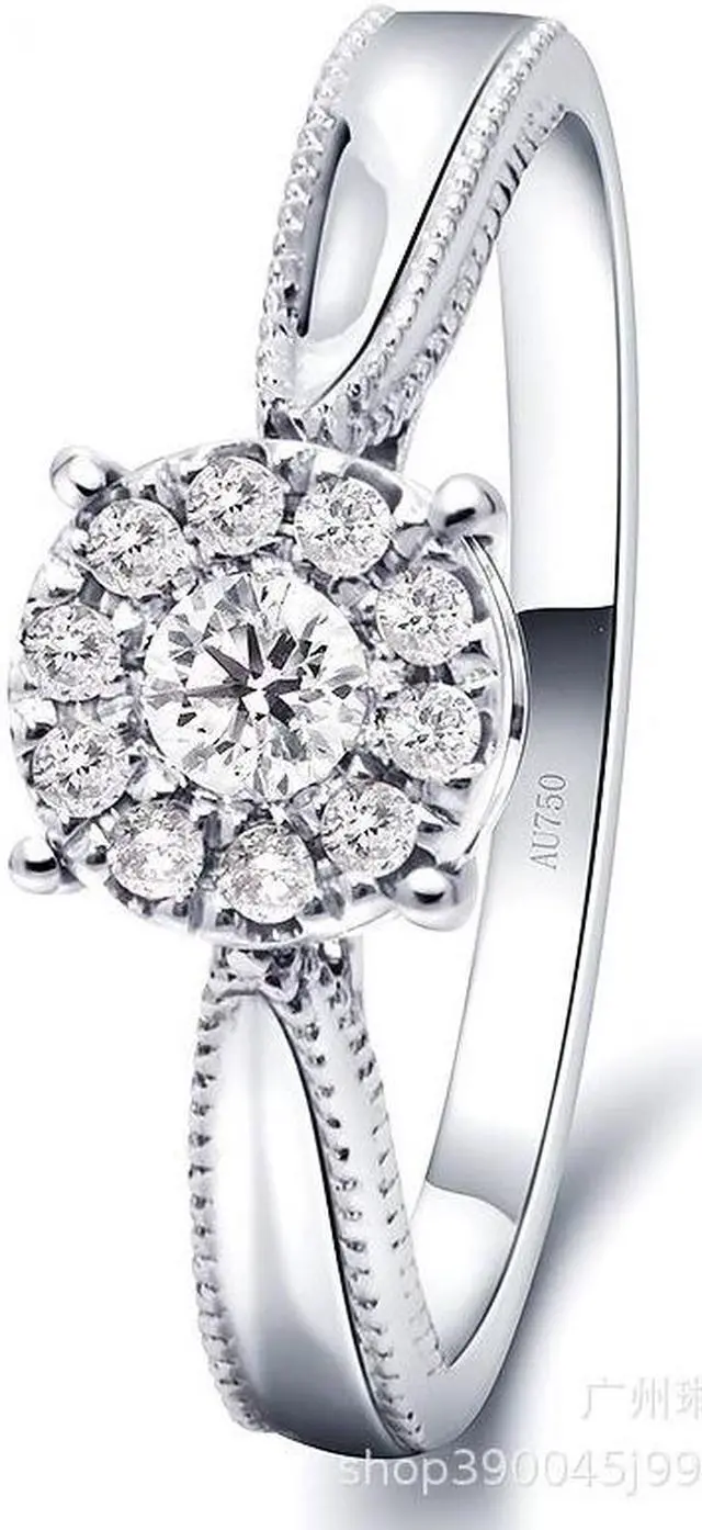 Main image of 18K Gold Halo Ring with 1 Carat Main Diamond and 0.1 Carat Accented Diamonds, D Color, VVS1 Clarity, Round Cut