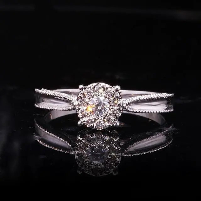 Alt view image 2 of 7 - 18K Gold Halo Ring with 1 Carat Main Diamond and 0.1 Carat Accented Diamonds, D Color, VVS1 Clarity, Round Cut