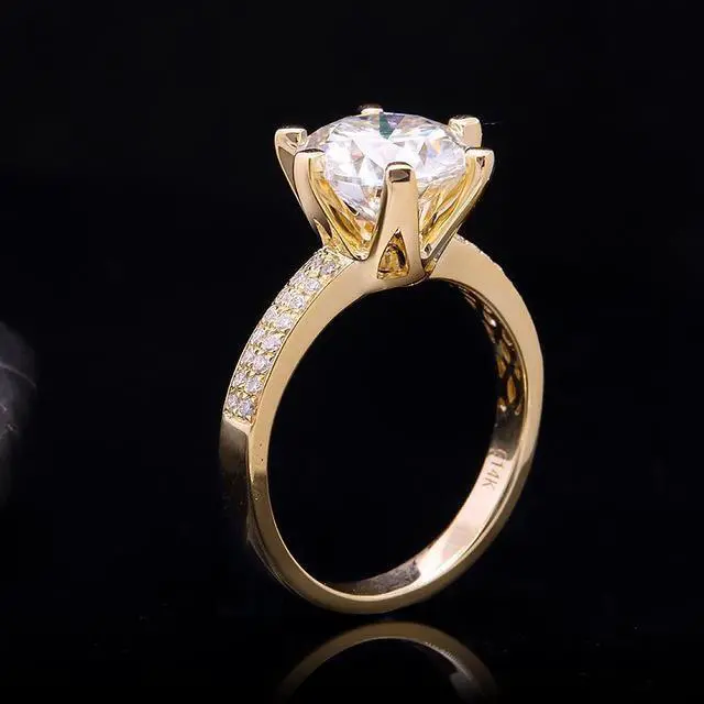 Alt view image 2 of 7 - allentian Women's 18K Gold Moissanite Engagement Ring 1 Carat Six-Prong  D Color VVS1 Round Cut 6