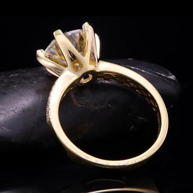 Alt view image 4 of 7 - allentian Women's 18K Gold Moissanite Engagement Ring 1 Carat Six-Prong  D Color VVS1 Round Cut 6