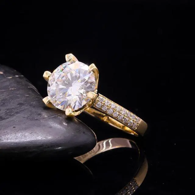 Alt view image 5 of 7 - allentian Women's 18K Gold Moissanite Engagement Ring 1 Carat Six-Prong  D Color VVS1 Round Cut 6