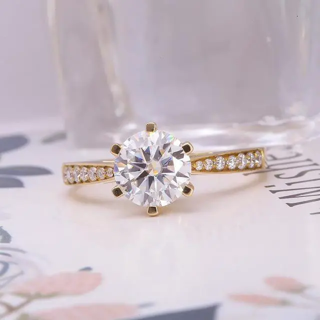 Alt view image 2 of 7 - allentian 1 Carat Moissanite Engagement Ring in 18K Gold - D Color, VVS1 Clarity 6